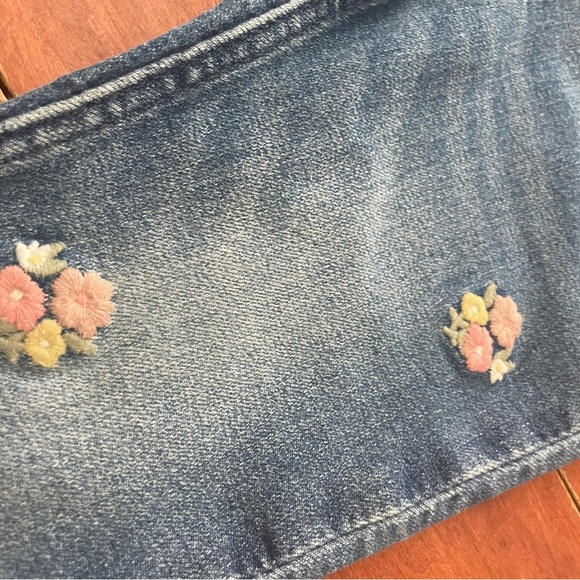 H&M Baby Girl 12-18m denim cotton Jeans Flowers patches - Picture 5 of 9
